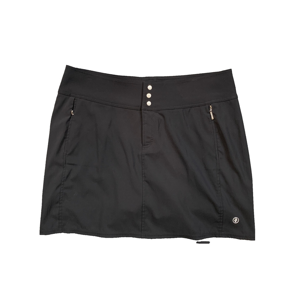 Jofit Skort Womens 12 Black Performance Snap Buttons Zip Fly Built In Short